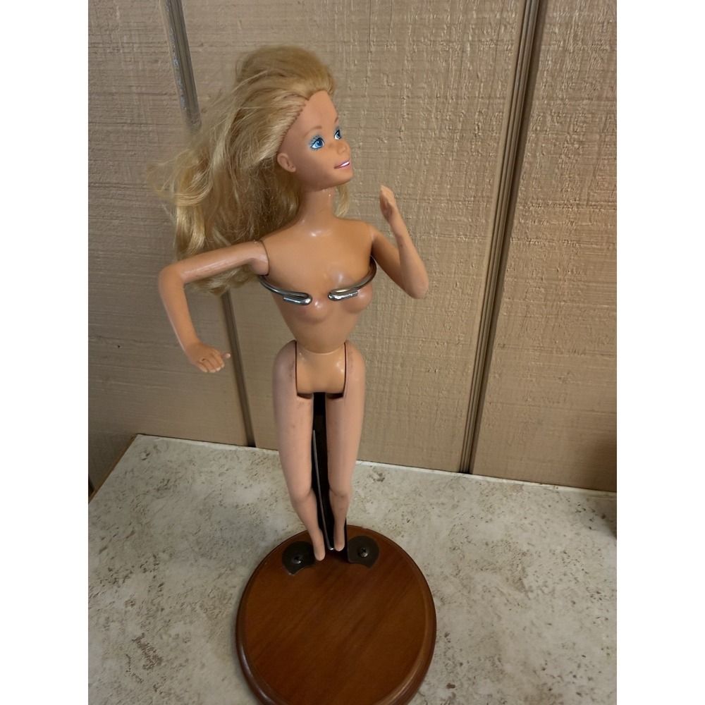 Vintage Barbie With Stand Made In Taiwan‎ Stamped 1966